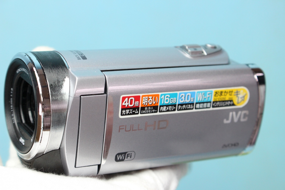 JVCケンウッド JVC ハイビジョンメモリームービー Everio GZ-EX250 16GB Wi-Fi搭載 シルバー GZ-EX250-S + 互換性バッテリー1個 + ケース、その他画像１