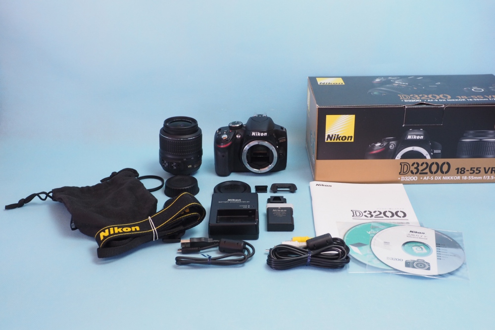 Nikon デジタル一眼レフカメラ D3200 レンズキット AF-S DX NIKKOR 18-55mm f/3.5-5.6G VR付属 ブラック D3200LKBK、買取のイメージ