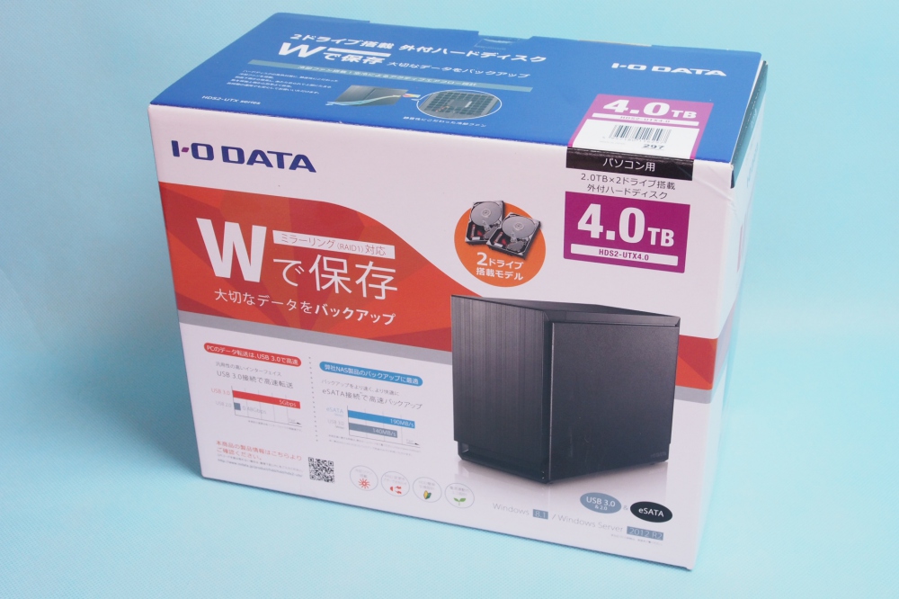I-O DATA HDD 外付けハードディスク 4TB ミラーリング(RAID1)/2ドライブ/USB3.0/静音ファン付 HDS2-UTX4.0、買取のイメージ