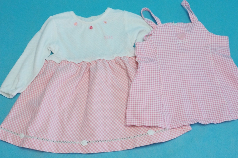 ELLE POUPON エルプポン 長袖ワンピース　ジャンパースカート キッズ　女の子　ガール　80 サイズ　ピンク　チェック、買取のイメージ