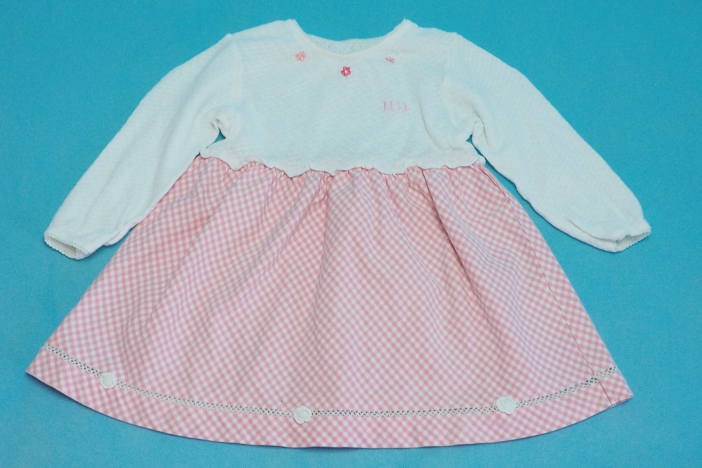 ELLE POUPON エルプポン 長袖ワンピース　ジャンパースカート キッズ　女の子　ガール　80 サイズ　ピンク　チェック、その他画像１