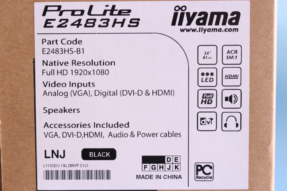 iiyama ホワイトLEDバックライト搭載 24型ワイド液晶ディスプレイ (24inch/1920x1080/D-subx1/DVIx1/HDMIx1) E2483HS-B1、その他画像３